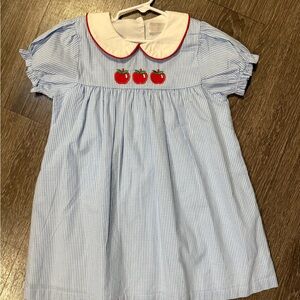 Cecil & Lou  Blue Gingham Dress with Apple Embroidery size 7
